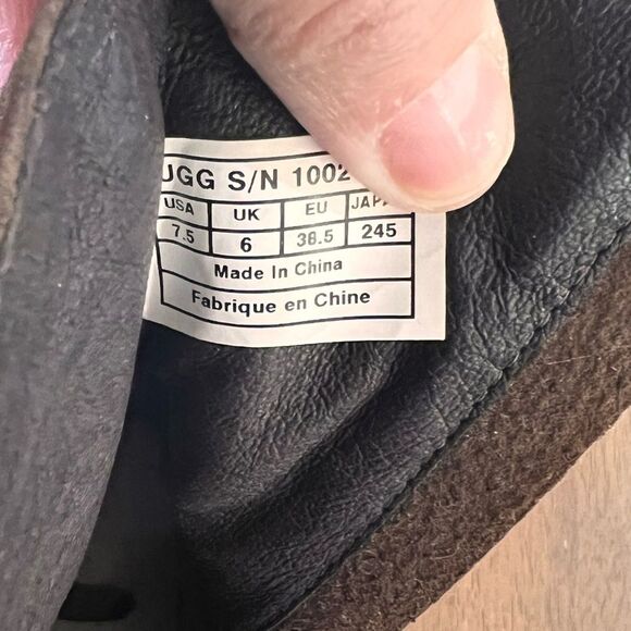 UGG Bianca Brown Italian Leather Sheepskin Suede 5" Heels Platform Sz 7.5 - Picture 8 of 11